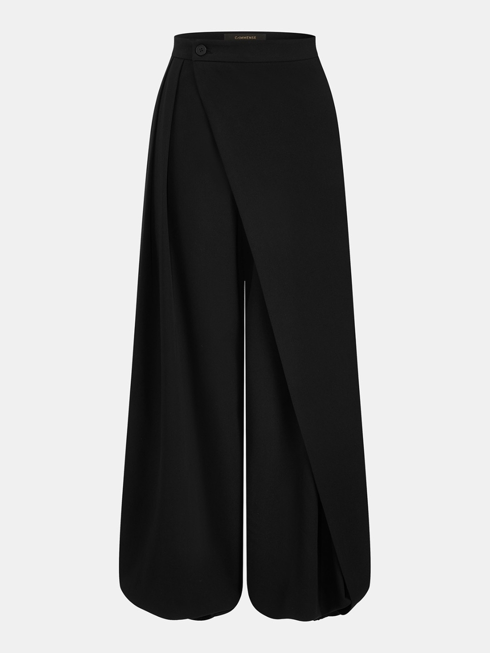 Commense Black Wide-Leg Balloon Wrap Overlay Pants - Picture 7 of 12